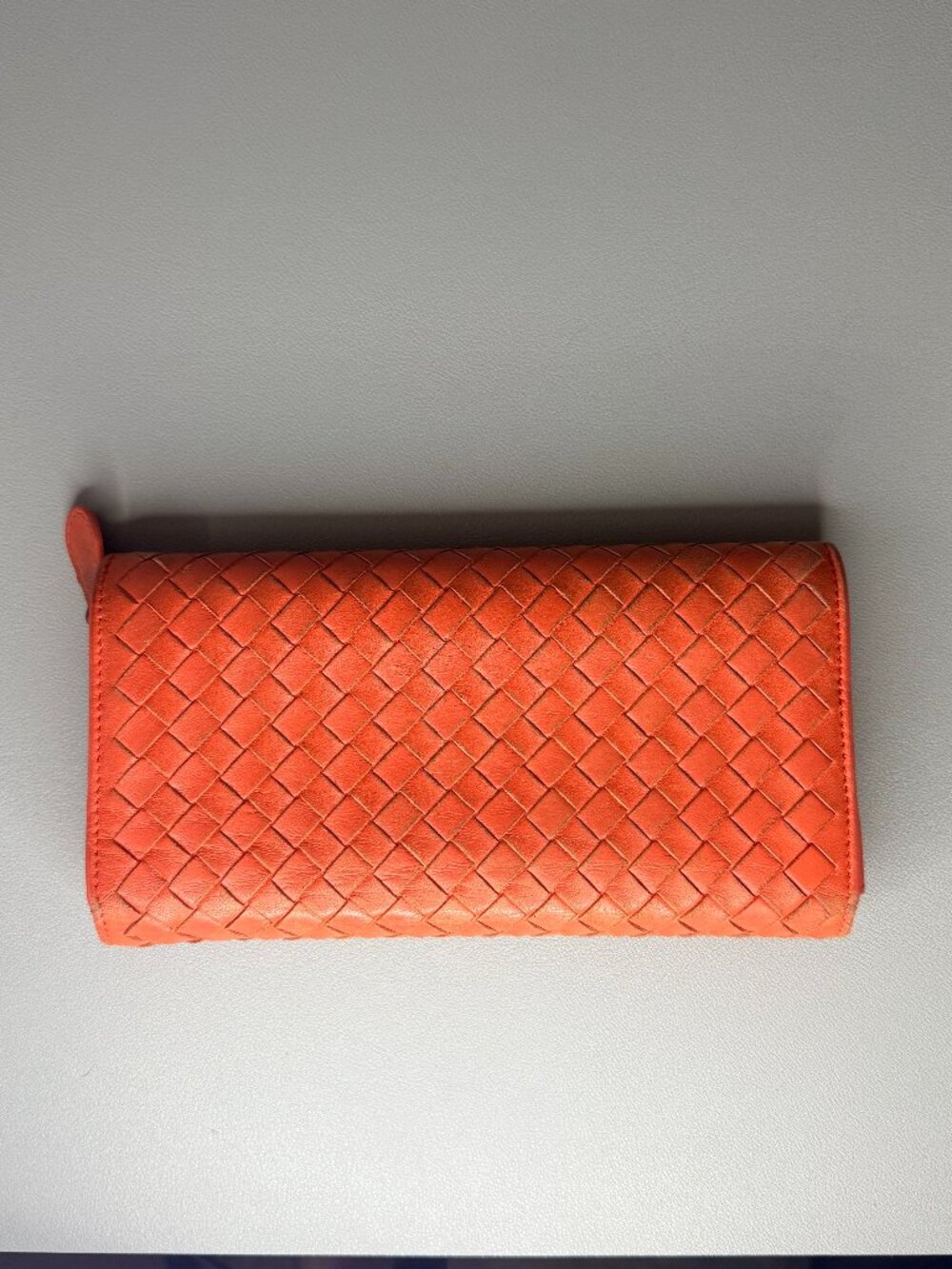 PROJECT Bottega Venetta Intrecciato Coral Leather Long Wallet - Picture 10 of 11